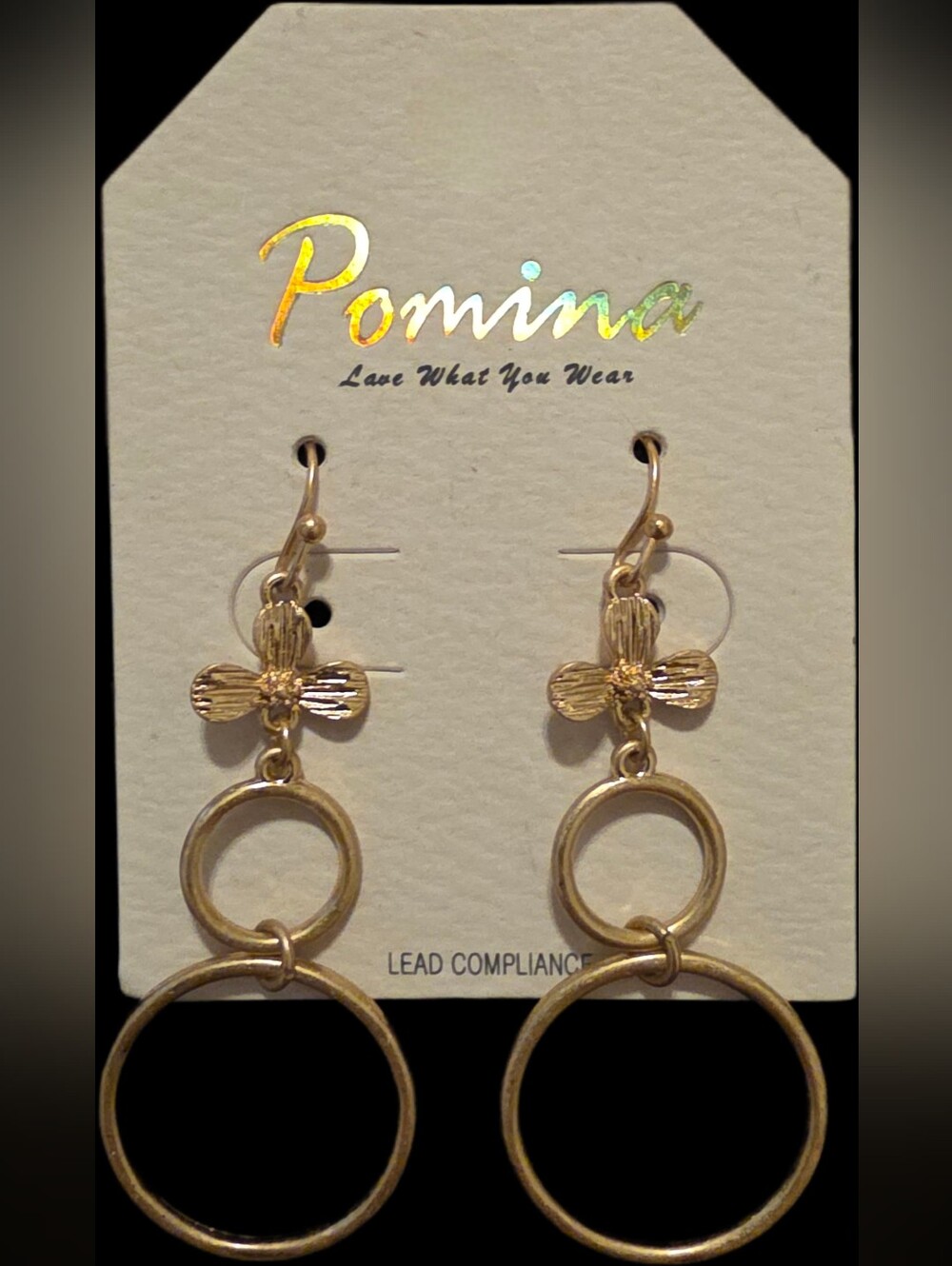 Double Hoop Flower Drop Earrings